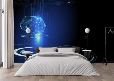 Three-dimensional interface technology, science fiction scene. Wall mural