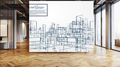 Virtual city graphic, the design of the virtual space. Wall mural