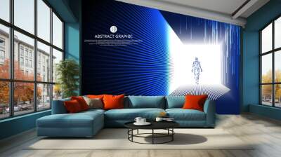 Virtual humans walking in the strange light. Wall mural