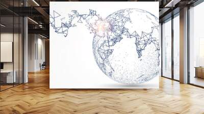 World map point, line, composition, representing the global, Global network connection,international meaning. Wall mural