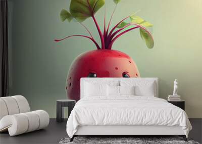 A cheerful beet character brings whimsy to the table Wall mural