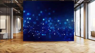 Abstract digital connection with blue dots and lines, tech theme Wall mural