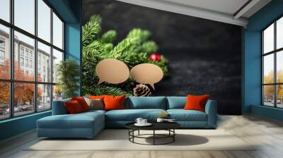 Festive weekend decor: 2 cheerful speech bubbles for black friday and cyber monday promotions Wall mural