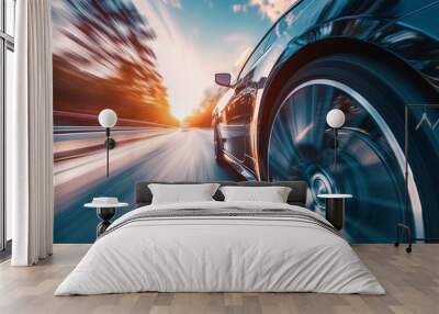 High speed driving on highway conceptualized Wall mural