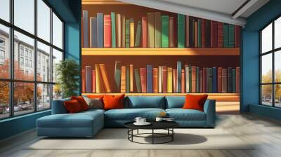 Image of library shelves featuring open areas for text and creative graphics Wall mural