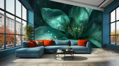 Marvelous jade green bloom Wall mural