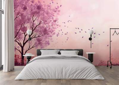 Mauve themed autumn background Wall mural