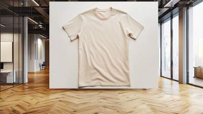 Plain beige t-shirt displayed on a simple background Wall mural