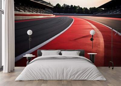 the motor sport asphalt race track takes a turn, devoid of any cars, yet preserving the thrilling es Wall mural