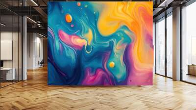 Vibrant fluidic abstract background design Wall mural