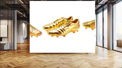 gold soccer shoes isolated on transparent background Wall mural