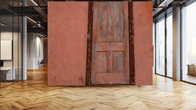 old wooden door in brick wall Wall mural