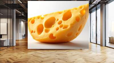 A fun and quirky cartoon image of a single slice of Maasdam cheese. Wall mural