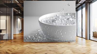 A white bowl with water and bubbles, minimalist composition with soft light. Wall mural