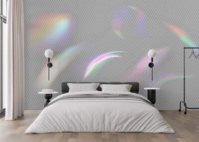 Blurred Rainbow Refraction Blurred overlay effect. Holographic Reflection Light lens prism effect on transparent background. Vector Crystal flare leak shadow overlay. Abstract illustration Wall mural