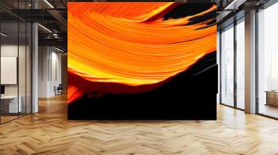 bright orange brush stroke of paint on black background Wall mural