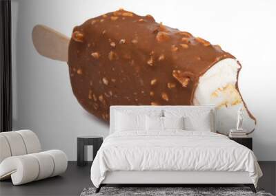 Chocolate glazed icecream escimo tasty isolated on the white Wall mural