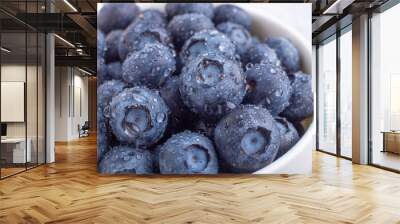 Fresh ripe blueberries with drops of dew. Berry background. Macro photo - Image Wall mural