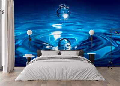 frozen motion droplet falling into the water. Wall mural