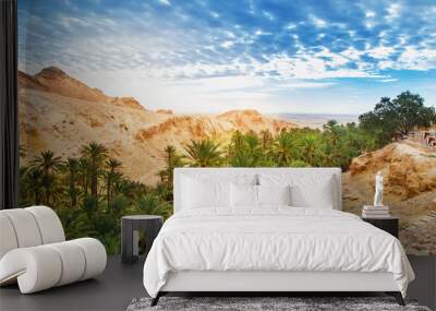 Scenic view of mountain oasis Chebika. Wall mural