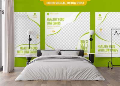 Healthy fresh food menu or diet food menu for restaurant promotion menu social media content post poster flyer banner template Wall mural