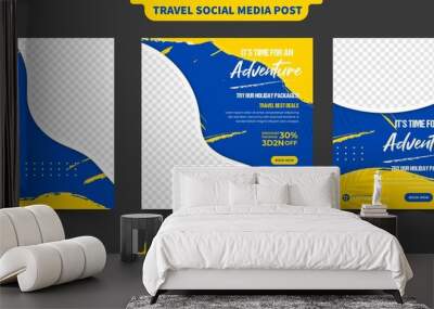 Travel and tour adventure instant post collection or social media post carousel banner for traveling agency marketing promotion template Wall mural