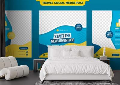 Traveling and holiday tour vacation for instant or social media post banner ads promotion template Wall mural