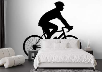 A silhouette of a male biker with helmet biking Wall mural