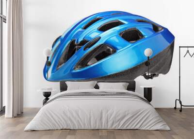 A studio shot of a blue helmet for byciclist Wall mural