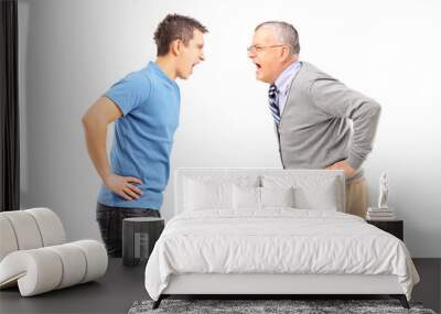 Angry father and son having an argument Wall mural