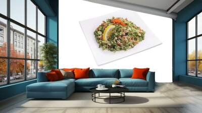 Arabic dish tabbouleh on a square white plate Wall mural