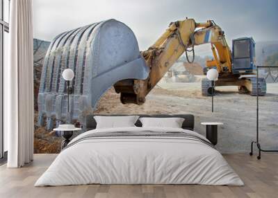 big bulldozer at construction site Wall mural