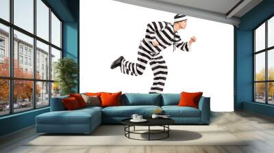 Full length portrait of a prisoner escaping Wall mural