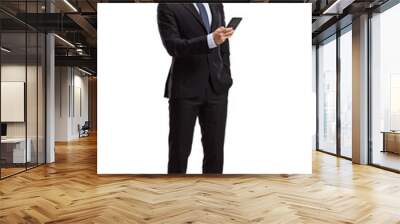 Full length shot of a businessman using a smartphone Wall mural