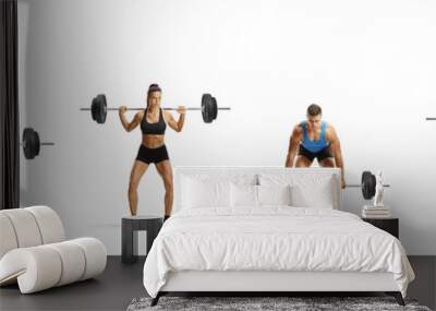 Group of fit people lifting heavy weights Wall mural