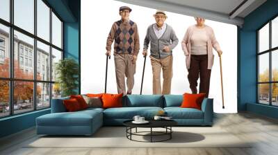 Group of pensioners walking towards camera Wall mural