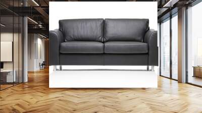 Image of a modern black leather sofa Wall mural