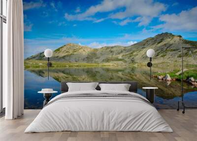 Landscape with glacial lake and mountain peaks at national park Wall mural