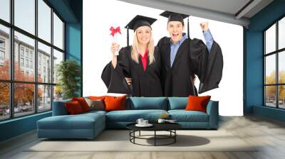 Male and female student celebrating graduation Wall mural