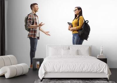 Male and female students talking Wall mural