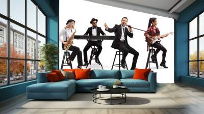 Music band with a guitarist, sax and keyboard and a singer Wall mural