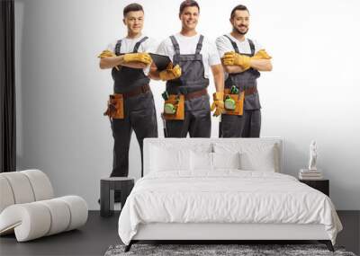 Team of repairmen in uniforms Wall mural