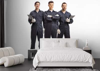 Three mechanic workers in uniforms Wall mural