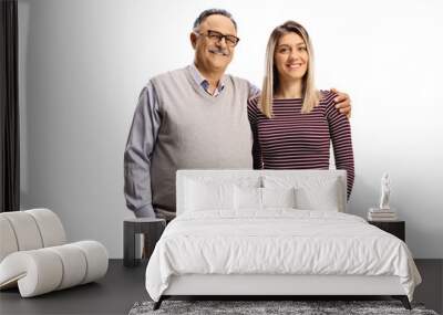 Young woman and a smiling mature man posing Wall mural