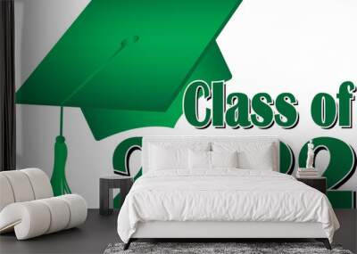 Green Class of 2022 Graduation Cap Wall mural