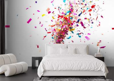  A party popper exploding with confetti and streamers, Isolated on transparent background Wall mural