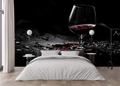 A glass of wine tipped over on a table set for two unfulfilled expectations grief of lost love Wall mural