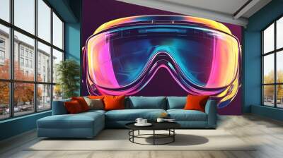 A pair of high-tech goggles with holographic lenses, illustrated as a sleek icon with futuristic details Wall mural