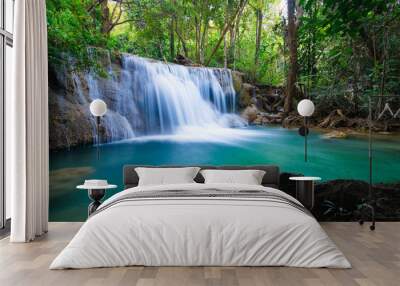 Waterfall in forest, Kanchanaburi, Thailand Wall mural