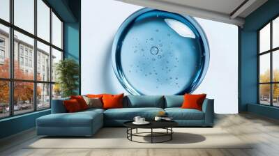 perfect bubble shape close up , for beauty blue color on white background Wall mural